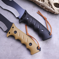 Couteau droit à lame fixe avec manche en plastique durable, pour bushcraft, sculpture, préparation du feu, camping, chasse, activités de plein air, avec étui en nylon