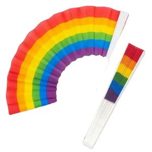 Éventail portable en plastique 23 cm style marin, cadeau d'affaires pour la fête du Mois de la fierté LGBT, motif Arc-en-ciel de la fierté - Product Image 4