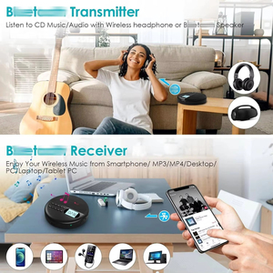 Reproductor de CD portátil al por mayor con transmisor FM y repetición A-B para coche y estudio, receptor de audio BT inalámbrico USB - Product Image 6