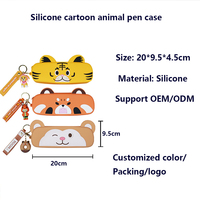 Étui à crayons mignon et moderne en silicone écologique à motifs d'animaux pour enfants et étudiants, pochette à crayons portable, mini sac de rangement pour fournitures scolaires