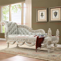 Ensemble de chambre à coucher de luxe de style italien en bois massif argenté sculpté à la main, lit king size, meubles de chambre à coucher pour mariage