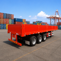 Semi-Trailer Dinding Samping Baja 4-Aksel Tahan Lama dengan Kapasitas Muatan 50000kg Warna Merah Trailer Truk Tahan Lama dari Cina