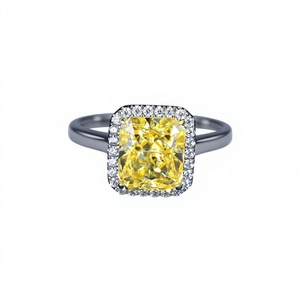 Radiant Cut Yellow Diamond Cocktail Ring 925 silver Pave Setting Luxury Women's Engagement Ring Certified - Product Image 1