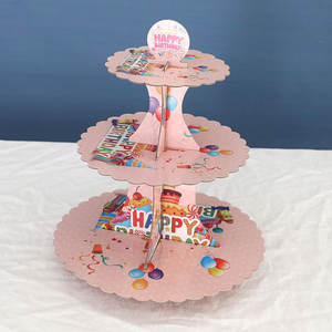 TS all'ingrosso happy birthday theme party 3 tier cake stand boy o girl baby shower <span class=keywords><strong>gelato</strong></span> dessert cake display plate stand - Product Image 4
