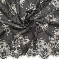 Vente Flash : Tissu en Dentelle Italienne 100% Nylon Noir pour Applications de Dentelle Cils 150*300cm