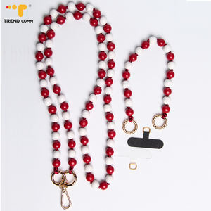 שרשרת ארוכה נשלפת צבעונית טבעית חרוזי עץ אמיתי רצועת כתף שרוך טלפון נייד - Product Image 1