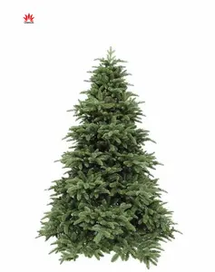 Árvore de Natal artificial de 7 pés com pontas misturadas de ramos em PE e PVC 2150, árvores de Natal premium de abeto sem iluminação, base verde dobrável