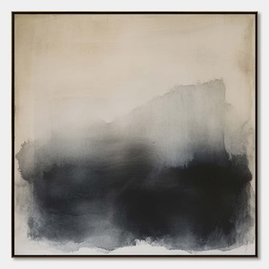 Peinture à l'huile Wabi-Sabi aux tons neutres minimalistes, peinte à la main, encadrée sur toile, art mural pour une décoration intérieure éco-responsable - Product Image 2