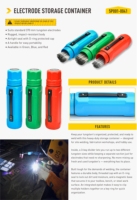Tube de rangement pour électrodes en tungstène avec poignée, conteneur en plastique pour tiges de soudage MIG TIG disponible en plusieurs couleurs : rouge, vert, bleu