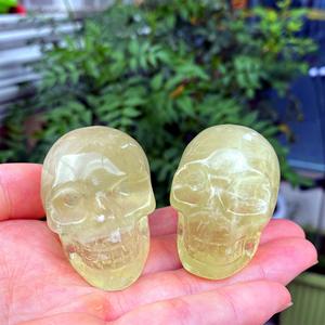 Venta al por Mayor de Calaveras de Cristal de Citrino Natural Bohemio de Alta Calidad, Talladas a Mano, para Decoración del Hogar y Halloween, 4-5cm - Product Image 3