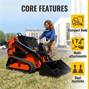 Mini-chargeuse compacte multifonctionnelle pour travaux extérieurs, déneigement et terrassement, avec roues sur chenilles et godet étroit, personnalisable, livraison rapide gratuite - Product Image 1