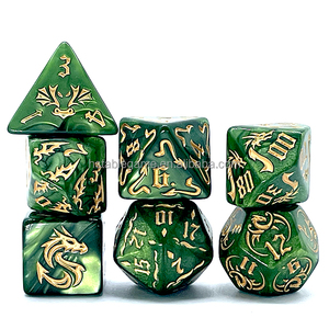 Juego de dados Polyhedral Pearl Dragon Dnd para mazmorras y dragones Rgp Dados RPG de alta calidad - Product Image 1