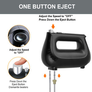 เครื่องผสมเค้กไฟฟ้าแบบแมนนวล5สปีด, เครื่องผสมเค้กแบบพกพาขนาด360วัตต์พร้อมตะขอเกี่ยวลวดตีไข่ฐานเก็บพลาสติก ABS - Product Image 5