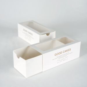 Hộp Đựng Bánh Ngọt Tráng Miệng Bánh Donut Cuộn Có Cửa Sổ Hộp Cứng Màu Trắng 18X9X7 Mới Nhất Của Thụy Sĩ Giấy <span class=keywords><strong>Kraft</strong></span> Hình Chữ Nhật Chấp Nhận - Product Image 2