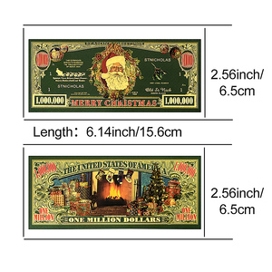 Billet de banque en feuille d'or Joyeux Noël 1 000 000 USD, Monnaie de collection pour les fêtes, Cadeau, Décoration de Noël Père Noël - Product Image 2