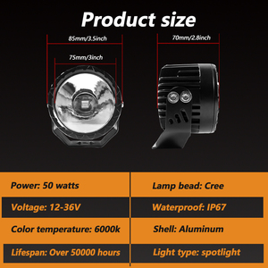 JOPOWER 3.5&quot; Inch 3 Inch Universal Round LED <strong>Fog</strong> <strong>Light</strong> With Wires For Cars 3*3 - Product Image 3