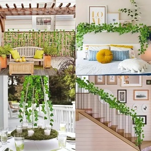 Artificial Ivy Vines 12 Pothos Green <b>Leaves</b> <b>Decorations</b> For Indoor Outdoor Hanging Garland Plant <b>Wall</b> <b>Decoration</b> - Product Image 4