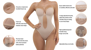 LANGQIN Body sculptant fin pour femme, décolleté plongeant en V, avec bretelles, soutien-gorge dos nu sexy, respirant, sculptant intégral - Product Image 4