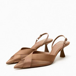 Zapatos de Tacón Bajo para Mujer, Color Marrón, con Correa en el Tobillo, Estilo Mule, Moda Otoño, Tacones Finos de 3 cm, Resistentes, Punta Cruzada, para Oficina, Fáciles de Poner - Product Image 2