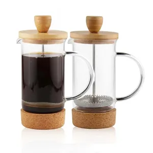 Френч-пресс для кофе из боросиликатного стекла, френч-пресс для кофе и чая, френч-пресс для кофе с бамбуковой крышкой
