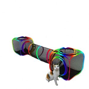 Tente carrée pour animaux de compagnie BSCI Factory Rainbow Edge Pop Up avec tunnel, enclos intérieur/extérieur pour animaux de compagnie avec sac de transport pour chat, hamster, lapin - Product Image 1