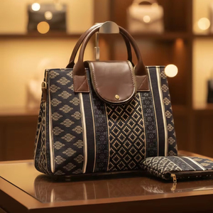 Sac fourre-tout antivol tissé brodé multicolore tendance pour femme, grande capacité, avec pochette zippée – Offre exceptionnelle - Product Image 1