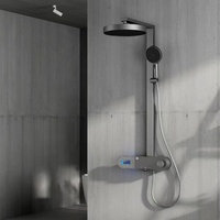 Tiktok tendance 3 fonctions ensemble de douche de salle de bain intelligent haut de gamme en cuivre intelligent LED affichage numérique système de douche à effet pluie