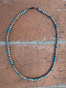 Collar de Perlas de Plata de Ley y Turquesa Hecho a Mano con Cuentas de 4 mm, Regalo de Año Nuevo para Ella - Product Image 5