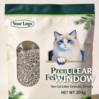 Sachet pour litière pour chat imprimé sur mesure à 8 soudures latérales, pochette à fond plat refermable de qualité alimentaire avec fenêtre transparente