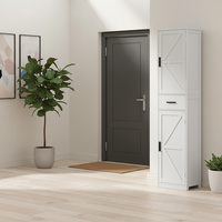 Armoire de rangement haute en bois pour salle de bain avec 6 étagères et tiroir, étagères réglables pour salon et bureau à domicile