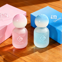 Botol Parfum Kaca Bulat Mewah Isi Ulang 30ml 50ml 100ml dengan Logo Custom, untuk Perawatan Kulit dan Makeup, Botol Parfum Kaca Frosted dengan Kotak