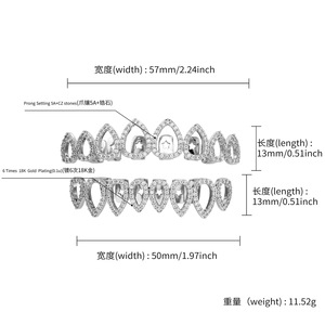 Grillz para dientes con forma de lágrima, incrustaciones de circonita, en oro y plata, accesorios dentales unisex para uso diario. - Product Image 4