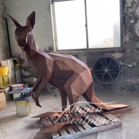 Sculpture d'animal kangourou en acier corten, grande sculpture de jardin pour décoration extérieure moderne