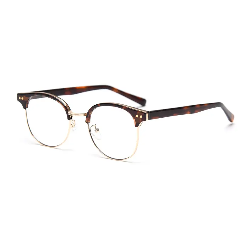 Óculos redondos de lente transparente semi-classico sem aro clássico vintage da moda