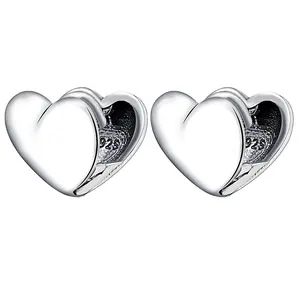 fashion 925 sterling silver heart clip earring black small hoop chunky heart shape earring for wedding