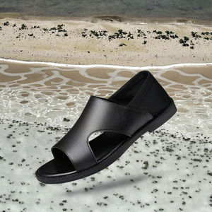 Summer New Style Men's Casual Solid PU Slip-On Sandals for Outdoor Use Anti-slip Soft <b>Sole</b> <b>Flat</b> Bottom Breathable Beach <b>Shoes</b> - Product Image 2