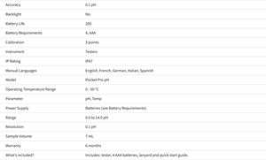 Medidor de pH Portátil HACH Pocket Pro, Medidor de Calidad del Agua 0.0-14.0, Temperatura 0-50°C, Diagnóstico Integrado, Clasificación IP67, Origen Estadounidense, HAC - Product Image 2