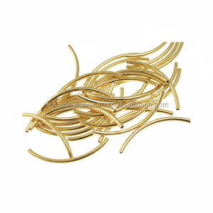 ลูกปัดหลอดโค้งเงินสเตอร์ลิงชุบทอง - Product Image 1