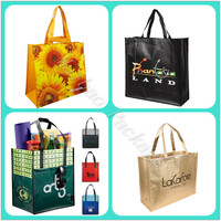 Sac de courses écologique réutilisable en tissu non tissé laminé PP avec logo personnalisé