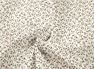 Tela Estampada 100% Algodón con Diseño de Pequeñas Flores Rojas para Ropa de Cama de Bebé - Product Image 3
