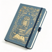 Carnet de notes A5 en cuir PU rigide avec logo personnalisé, motif hibou doré vintage, idéal comme cadeau