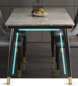 Ensemble de table à <span class=keywords><strong>manger</strong></span> rectangulaire moderne de luxe 4 places Table en marbre avec chaises rembourrées pour <span class=keywords><strong>meubles</strong></span> de <span class=keywords><strong>salle</strong></span> à <span class=keywords><strong>manger</strong></span> - Product Image 4