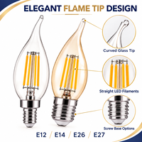 Prix usine Ampoule LED à filament effet flamme, verre ambré, culot E12 E14, culot moyen, lampe vintage, OEM ODM CE RoHS UKCA C