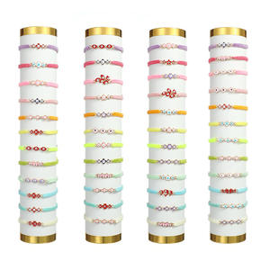 Prezzo di fabbrica all'ingrosso 3 fiori di smalto braccialetto malocchio tessuto a mano bracciale regolabile malocchio set braccialetto - Product Image 4