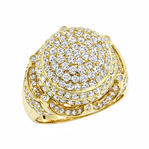 Timeless HipHop Style Real Round Brilliant Cut Diamond Fully Studded Prong Set High Quality <b>Ring</b> <b>for</b> <b>Men</b> in 10K Yellow Gold - Product Image 2