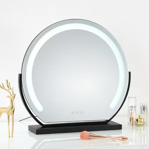 Tafelblad Schoonheid Verlichte Weily Verlichte Make-Up Spiegel 6 Lampen Witte Vanity Zwart Benen Tiktok Led Make-Up Spiegel