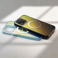Coque de téléphone tendance avec aimant, électroplaquée, anti-chute, semi-transparente pour iPhone 15 Pro Max, couleurs électro-plaquées
