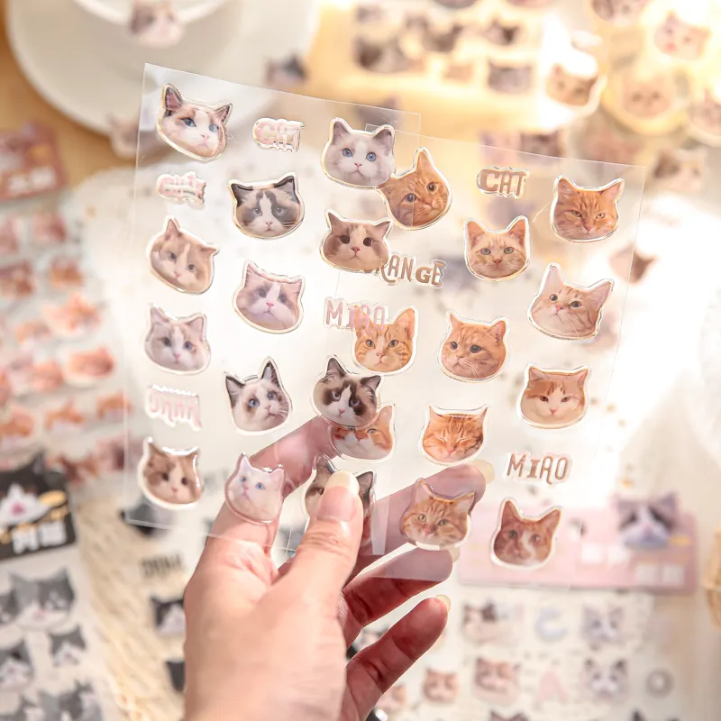 Mr. Paper 4 Design 3 pz/set adesivi Cute Cat Series Kawaii Animal Decoration Cartoon Stickers Pack per Kraft Scrap Book