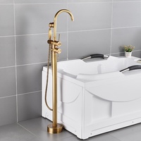 Grifo de Bañera Empotrado de Cobre Pulido Electrochapado con Válvula de Cerámica, Diseño Moderno y Sencillo, para Ducha Caliente