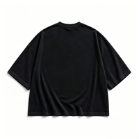 T-shirt personnalisé Kornit DTG noir à ourlet déchiré pour homme, style vintage oversize avec petit logo sur la poitrine, service OEM personnalisé
